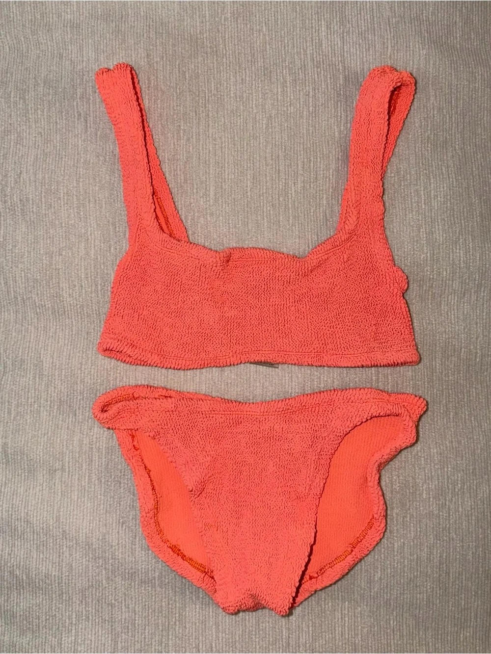 Hunza G Xandra Orange Bikini Set Swimsuit Crinkle Swimwear Revolve Harrods